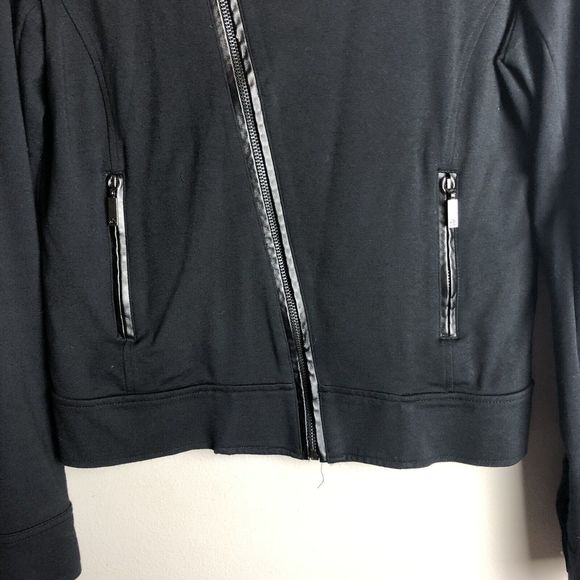 Jockey Full Zip Jacket Womens XS Asymmetric Ponte Stretchy Knit Black Pockets - Picture 4 of 14